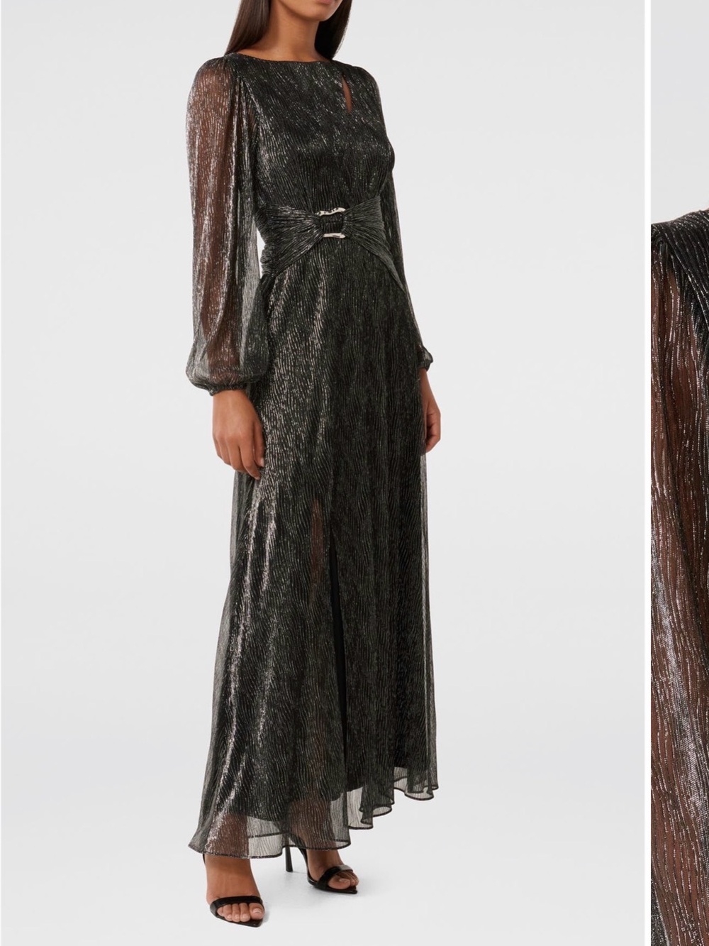 Ever New Shimmering Black Long-Sleeve Evening Gown